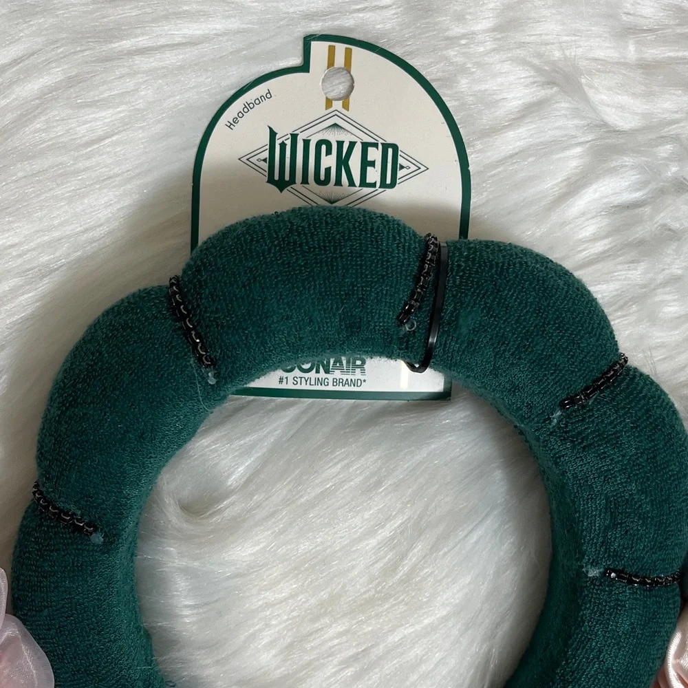 NWT Wicked Scunci Green Headband Pink Ponytail Holder Scrunchies Set